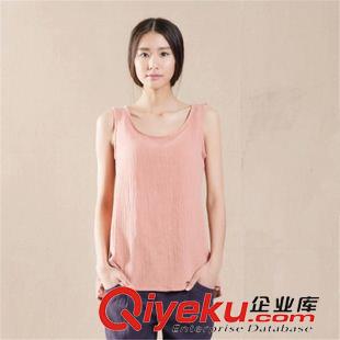 短袖棉麻大碼女裝 2015夏季新品棉麻外穿背心女打底文藝寬松休閑背心 廠家直銷原始圖片2