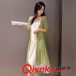 短袖棉麻大碼女裝 2015夏長裙棉麻連衣裙文藝復古兩件套套裝女夏氣質休閑亞麻套裝原始圖片2