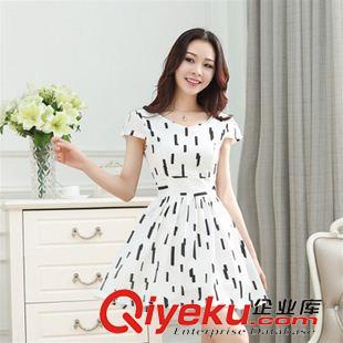 短袖連衣裙 胖mm夏裝2015加肥加大碼女裝燈籠裙 韓版新款顯瘦修身連衣裙女
