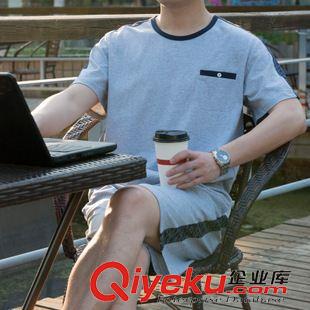 短袖 男運動套裝夏短袖短褲 運動服 男 夏 父親中老年運動套裝圓領(lǐng)純棉