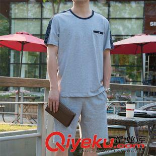 短袖 男運動套裝夏短袖短褲 運動服 男 夏 父親中老年運動套裝圓領(lǐng)純棉