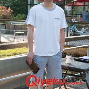 短袖 男運動套裝夏短袖短褲 運動服 男 夏 父親中老年運動套裝圓領(lǐng)純棉