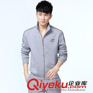 *拉鏈套裝 男運動套裝春秋開衫立領休閑運動服男中老年修身跑步服衛衣晨練服