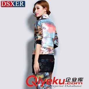 *印花二件套 15早秋新款運(yùn)動(dòng)套裝韓版修身顯瘦女士休閑套裝衛(wèi)衣開(kāi)衫立領(lǐng)運(yùn)動(dòng)潮原始圖片3
