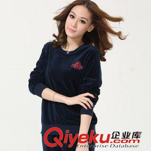 *衛(wèi)衣二件套 批發(fā) 春秋款圓領(lǐng)金絲絨加大碼休閑裝 女長袖加寬衛(wèi)衣 居家運(yùn)動(dòng)服原始圖片2