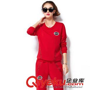 *衛(wèi)衣二件套 15新款純棉圓領(lǐng)運(yùn)動(dòng)套裝女士修身跑步透氣運(yùn)動(dòng)服套裝休閑兩件套女原始圖片3