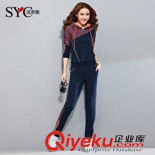 *衛(wèi)衣二件套 春秋運動服套裝2015大碼拼接長袖衛(wèi)衣兩件套時尚韓版修身休閑純棉原始圖片3