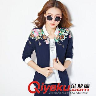 *韓版西服三件套 2015開衫牡丹花三件套女裝運(yùn)動(dòng)套裝韓版西服純棉酒店團(tuán)購休閑修身原始圖片2