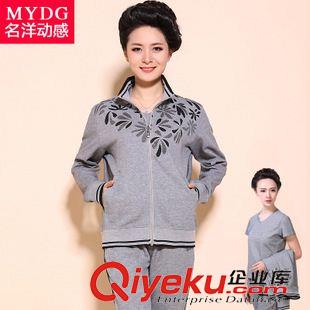 *女二件套 2015中老純棉年運動裝女春秋季加肥加大碼韓版休閑套裝媽媽二件套