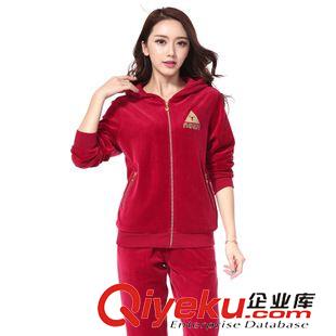 *女二件套 韓國天鵝絨運動服休閑套裝女款春秋大碼媽媽裝金絲絨運動衛衣套裝原始圖片2