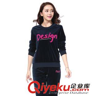 *女二件套 拓新 2015秋季新款女運動套裝大碼圓領套衫天鵝絨中老年女運動裝原始圖片3