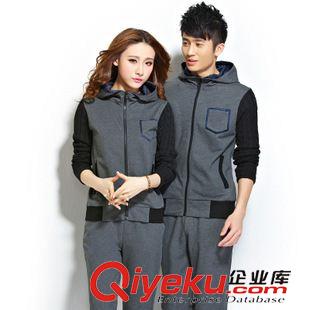 *二件套 15春秋顯瘦棉連帽學生工作服情侶衛(wèi)衣兩件休閑運動套裝男女團體服