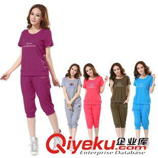 女運動套裝 2015夏季加大碼圓領短袖七分褲媽媽裝運動服加大加肥運動衛衣大碼原始圖片3
