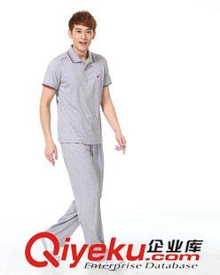 運(yùn)動套裝 2014新款男士運(yùn)動服大碼純棉翻領(lǐng)短袖T恤長褲運(yùn)動休閑套裝中老年原始圖片2