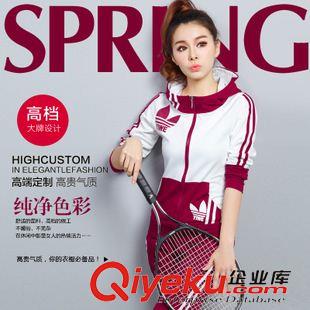 休閑套裝 2014新品健身套裝休閑藍運動低腰連帽韓版修身款顯瘦時尚衛衣套裝