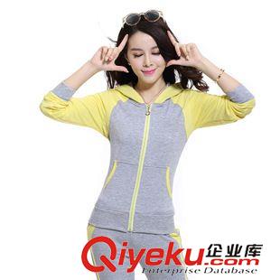 休閑套裝 2015早秋女裝新款修身連帽衛(wèi)衣套裝運(yùn)動(dòng)服兩件套長(zhǎng)袖休閑套裝原始圖片3
