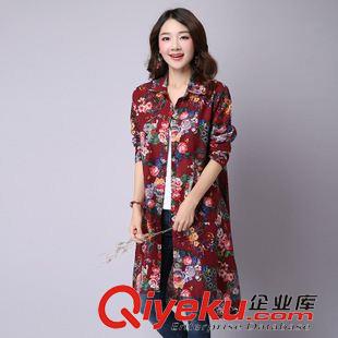 民族風款 2015秋季新款韓版兩面穿馬甲亞麻印花不對稱無袖外套女