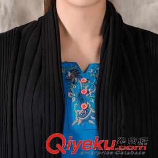 民族風款 2015民族風秋新款女裝 大碼毛衣針織開衫外套 重工刺繡花披肩女原始圖片3