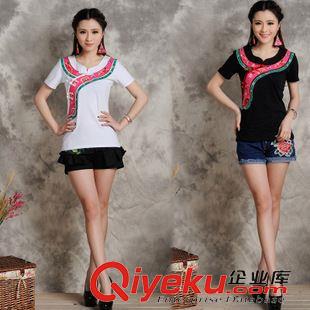 民族風款 2015新款民族風  拼接繡花 純棉 T  女