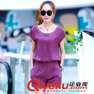 短袖休閑套裝 2015夏裝新款韓版修身短褲連衣褲 女夏款短袖可拆卸連體褲套裝潮原始圖片2