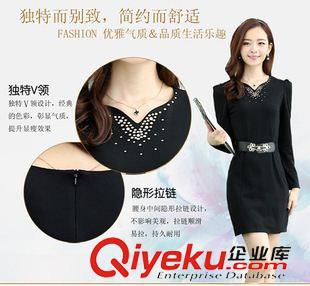 未分類 2014秋裝新品OL連衣裙修身顯瘦V領(lǐng)長袖中長款連衣裙女原始圖片3