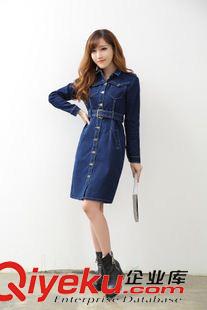 未分類 2015新款歐美風(fēng)女長(zhǎng)袖修身包臀連衣裙氣質(zhì)大碼顯瘦高腰牛仔連衣裙原始圖片3
