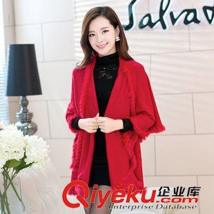 未分類 2014新款秋冬韓版羊毛斗篷外套女士羊絨披肩外套仿狐貍毛