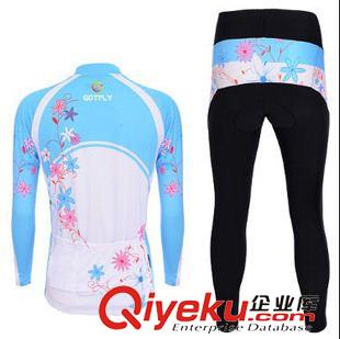 長(zhǎng)袖騎行套裝 2015春季新款冰藍(lán)色長(zhǎng)袖女套裝騎行服吸濕排汗透氣速干防磨騎行服