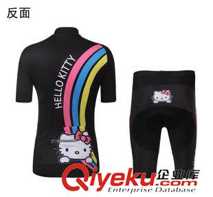 短袖騎行套裝 2015新款HELLO  KITTY圖案女短袖套裝吸濕排 速干衣 服裝廠定制原始圖片2