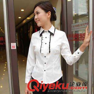 長袖襯衫（女） 職業(yè)裝女裝襯衫女 修身前臺收銀服務(wù)員工作服秋冬裝