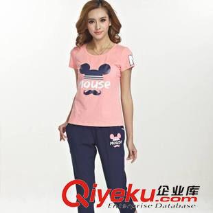 七分褲 廠家直銷2015夏季比瑞尼絲米奇家居服衛(wèi)衣短袖休閑運動套裝女夏原始圖片3
