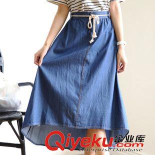 HOT秋裝區 2015韓版甜美文藝范不規則大擺高腰長裙女春秋夏季休閑牛仔半身裙原始圖片3