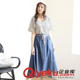 半身裙 2015韓版甜美文藝范不規(guī)則大擺高腰長(zhǎng)裙女春秋夏季休閑牛仔半身裙原始圖片2