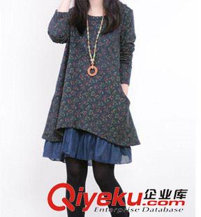 8月上新 2015秋季韓版新品胖MM韓版寬松時尚潮流棉類混紡女裝連衣裙