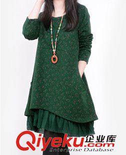 8月上新 2015秋季新款大碼韓版假兩件時尚潮流棉麻女裝長袖連衣裙原始圖片2