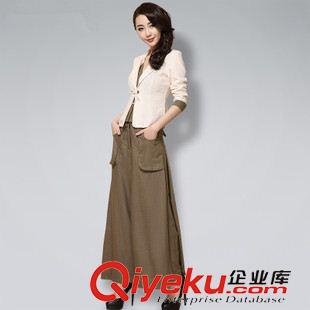 8月上新 2015秋季新款大碼文藝風中長款修身長袖棉麻印花女士襯衣