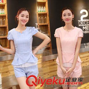夏季休閑套裝/~~ 2015夏季新款韓版氣質(zhì)時尚棉麻兩件套套裝上衣短褲原始圖片3