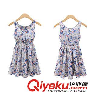 7月上新 歐洲站2015夏季新款彈力大碼圓領(lǐng)碎花無袖背心連衣裙原始圖片2