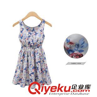 7月上新 歐洲站2015夏季新款彈力大碼圓領(lǐng)碎花無袖背心連衣裙原始圖片3