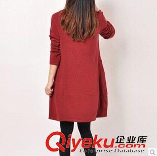 2015秋冬季新款連衣裙 棉麻連衣裙秋季新款女裝 韓版大碼寬松胖MM棉麻長袖連衣裙原始圖片2