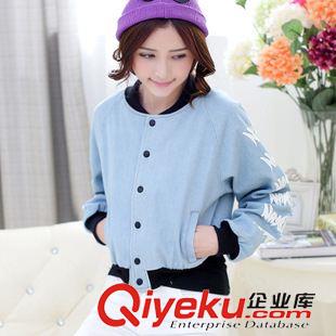 2015秋冬季外套 2015 春裝新款長(zhǎng)袖短款韓版修身牛仔外套 女裝批發(fā)