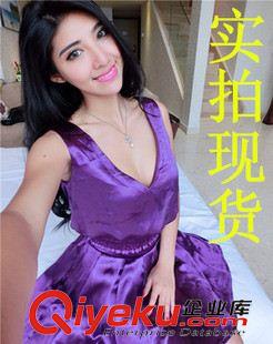 連衣裙 0670#夏季實拍新款裹胸花朵壓折露背綁帶連衣裙