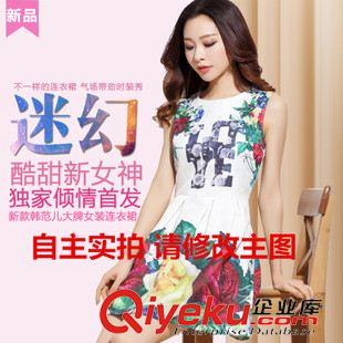 連衣裙 *實(shí)拍2015春裝新款數(shù)碼印花無袖連衣裙原始圖片3