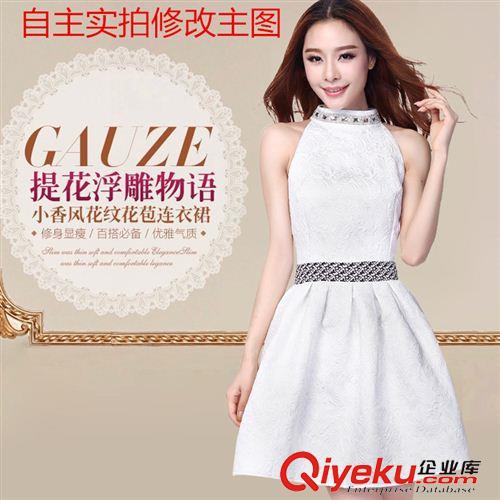 連衣裙 *秋裝連衣裙名媛小香風(fēng)禮服歐美提花無袖連衣裙原始圖片2