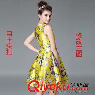 连衣裙 6869*新款秋装打底时尚连衣裙欧洲站无袖女式裙子时尚印花裙