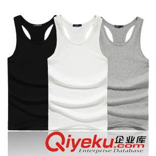 男裝專區(qū) 夏季男士性感修身背心休閑舒適純色棉背心原始圖片2