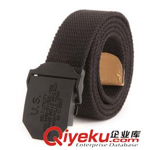 男裝專區(qū) US平滑扣加厚帆布腰帶批發(fā)男式皮帶休閑褲帶原始圖片2