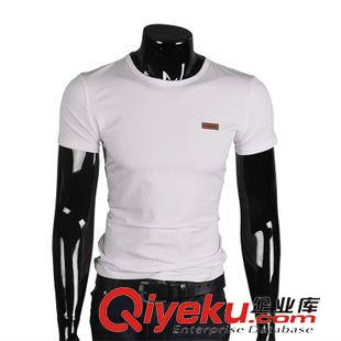 男裝專區(qū) 夏季男士休閑修身圓領(lǐng)全棉純色男式短袖T恤原始圖片2