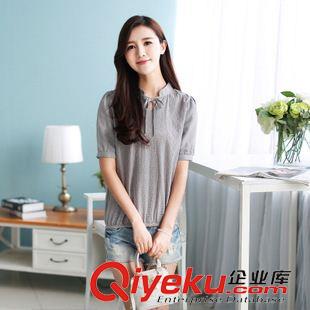 襯衫 T恤 實(shí)拍女夏棉立方夏裝新品韓版女裝上衣立領(lǐng)寬松棉麻襯衣女短袖原始圖片3