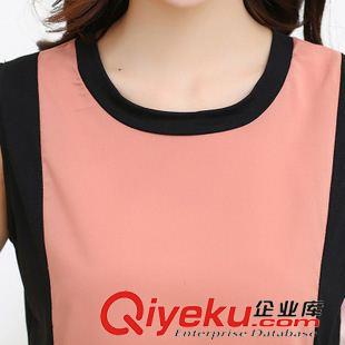 速賣通貨源 實拍夏裝韓版女裝OL氣質(zhì)拼色舒適雪紡長褲運動休閑套裝兩件套原始圖片3